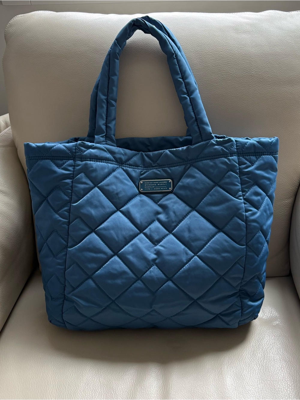 Marc Jacobs Blue Quilted Tote Bag